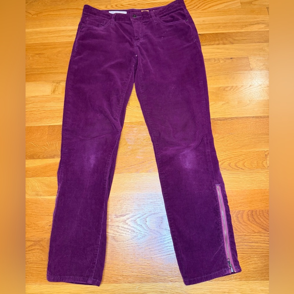 Pilcro Purple Corduroy Skinny Pants Zip Ankle | Anthropologie Y2K Size 27